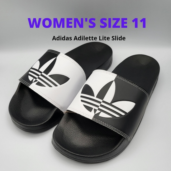 NEW W11 | M10 Adidas Split Lite Slides in Black and White - Picture 1 of 10